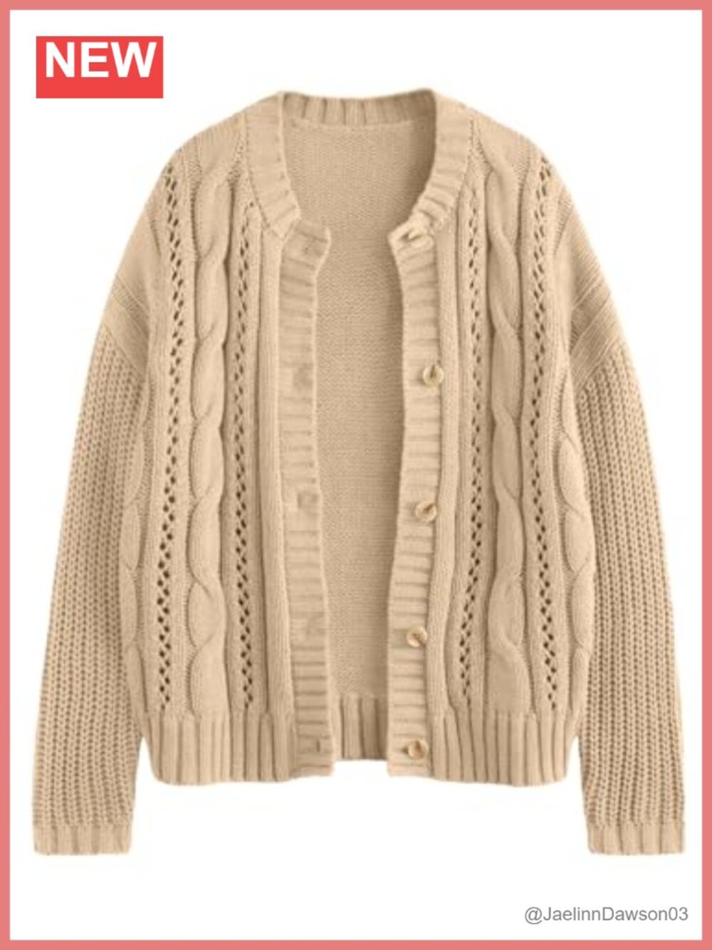 Cable Knit Button Up Cardigan Sweater